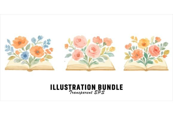 3 Cute Florals Book SVG for Crafts and Graphics Projects