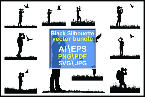 Bird Watching Silhouette Photography: Graphics & Illustrations