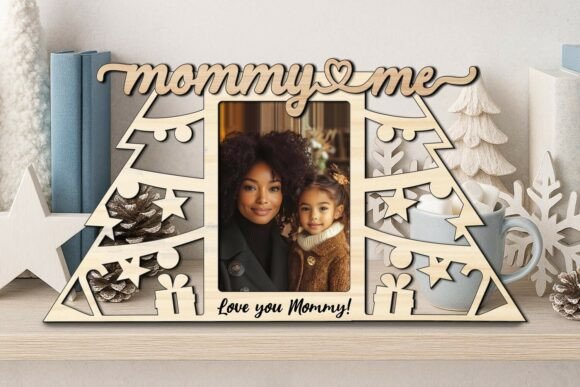 Christmas Mommy and Me SVG Frame Photo: Graphics & Laser Engraving