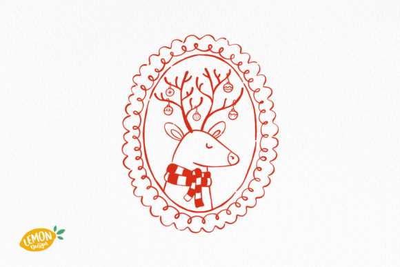 Christmas Reindeer Stamp: Festive Illustrations & Graphics for Local Brands
