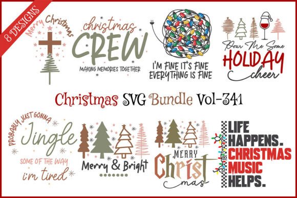 Christmas SVG Bundle Vol-341: Graphics for Crafts & Local Branding
