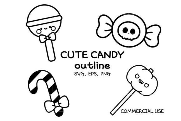 Cute Candy Outline SVG Halloween Graphics & Illustrations