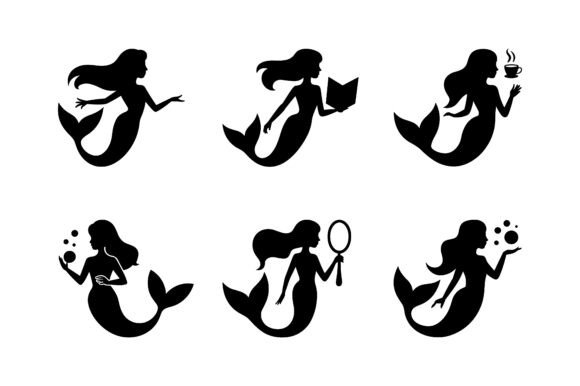 Cute Mermaid Character Icon Set EPS: Graphics & Icons for Local Branding