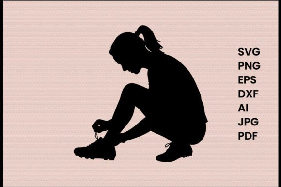 Female Soccer Player Tying Cleats Graphics