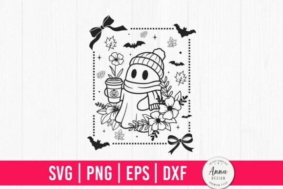 Halloween Floral Ghost Coquette Frame Graphics & Print Templates