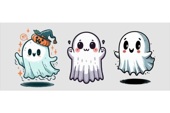 Halloween Vector Art of Cute Ghosts SVG: Graphics for Crafts