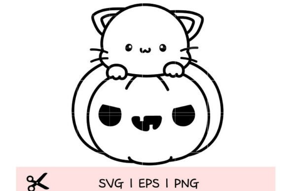 Kawaii Cat Pumpkin Clipart: Graphics & Illustrations for Fall