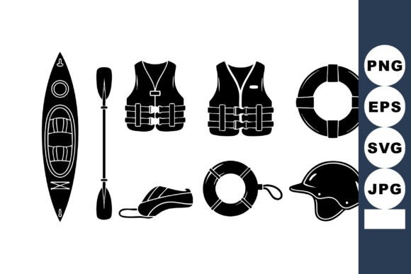 Kayak Paddle Helmet Gear Set: Graphics for Crafts & Outdoor Content