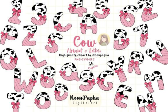 Pink Cow Print Alphabet Clipart PNG Graphics & Illustrations Review