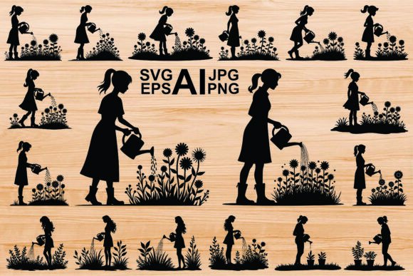 Silhouette Girl Water Tree Vector Review