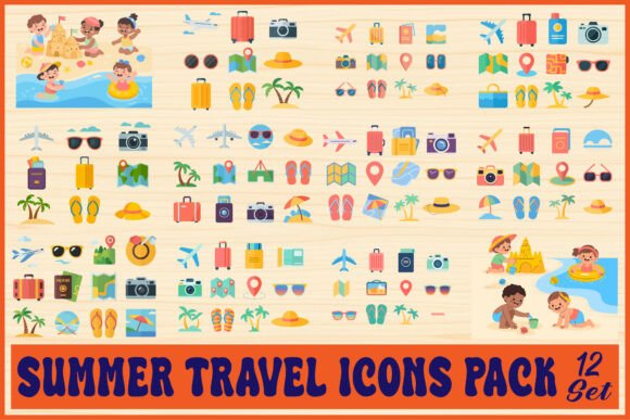 Summer Travel Icons Pack: Graphics for Crafts & Branding