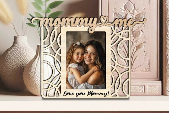SVG Abstract Mommy Me Photo Frame Laser Graphics