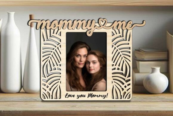 SVG Jungle Leaves Mommy Me Photo Frame: Graphics for Laser Engraving