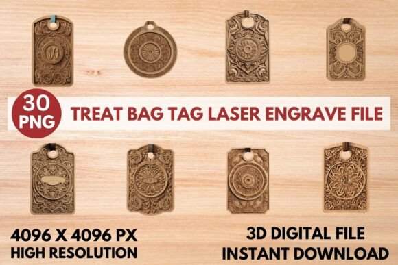 Treat Bag Tag Laser Engrave File: Graphics for Laser Engraving