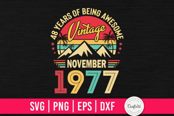 Vintage 1977 November 48th Birthday