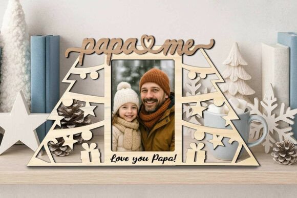 Winter Christmas SVG Papa and Me Photo: Graphics & Laser Engraving
